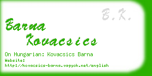 barna kovacsics business card